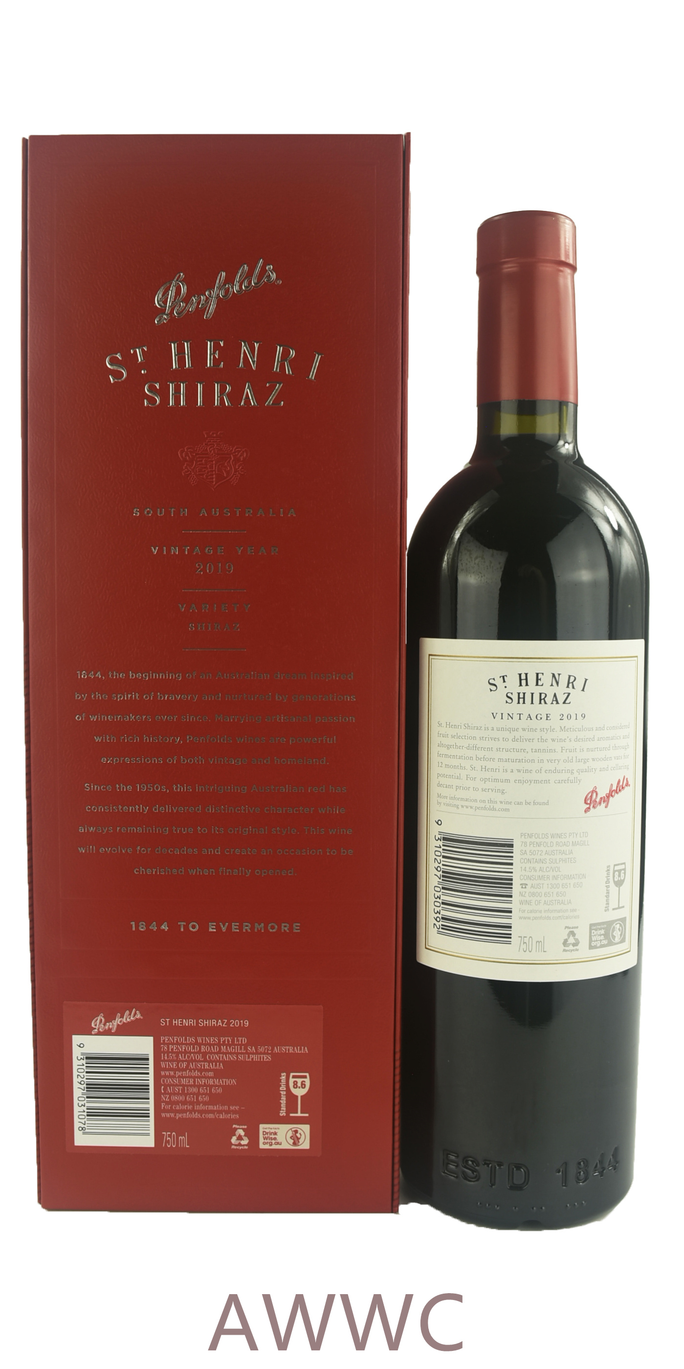 奔富 聖亨利 設拉子 2020(木塞)禮盒